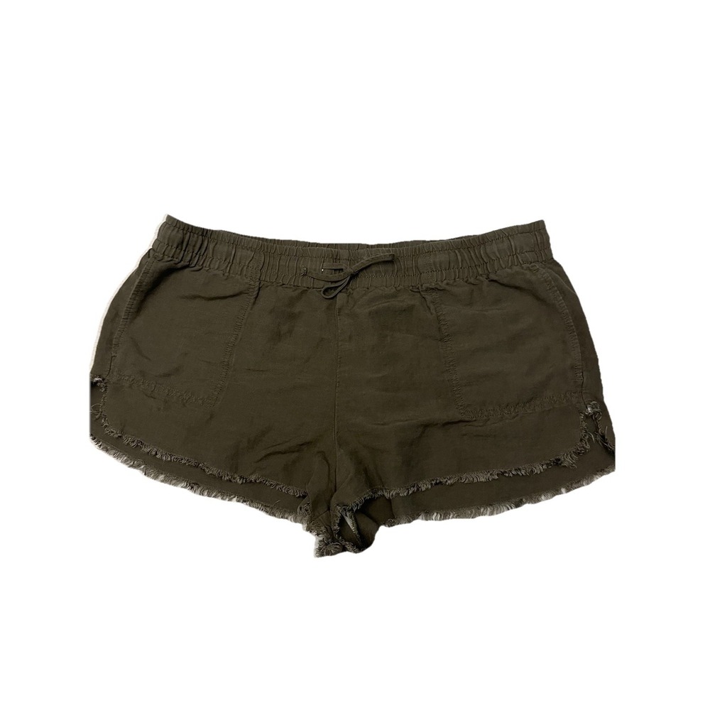 Expresss Women's Shorty Shorts Army Green Sz XL Frayed Hem Elastic Waist